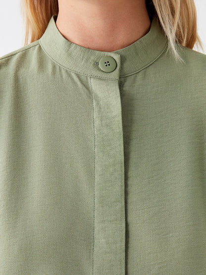 Magnificent Collar Plain Long Sleeve Women's Tunic