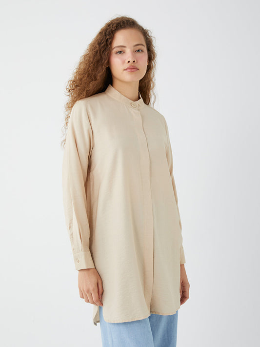 Magnificent Collar Plain Long Sleeve Women's Tunic