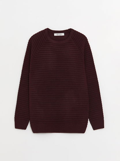 Crew Neck Long Sleeve Boy's Knitwear Sweater