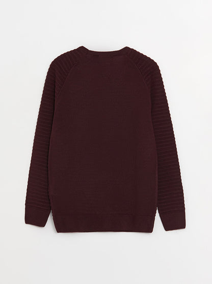 Crew Neck Long Sleeve Boy's Knitwear Sweater