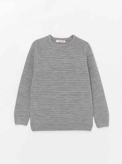 Crew Neck Long Sleeve Boy's Knitwear Sweater