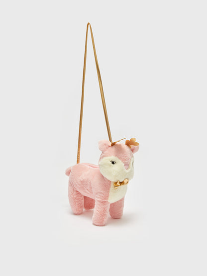 Plush Girl's Crossbody Bag with Animal Figures