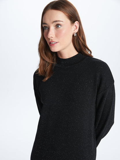 High Collar Plain Long Sleeve Women's Knitwear Tunic