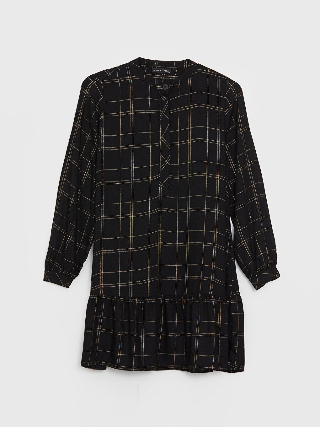 Magnificent Collar Plaid Long Sleeve Women's Tunic