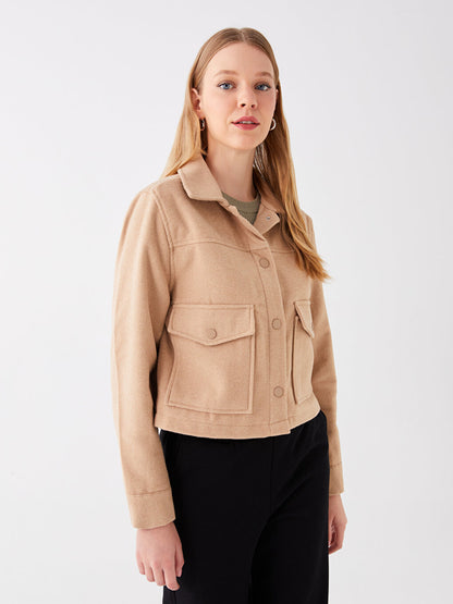 Plain Long Sleeve Women's Shirt Jacket