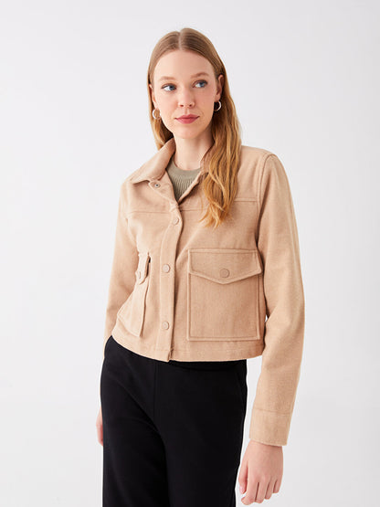 Plain Long Sleeve Women's Shirt Jacket