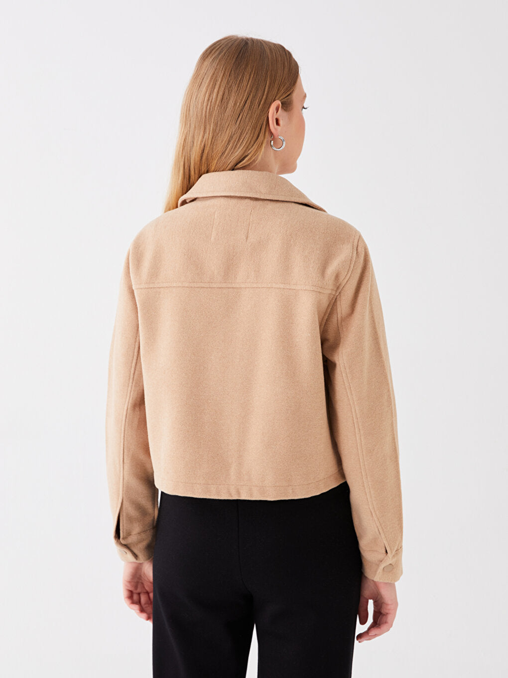 Plain Long Sleeve Women's Shirt Jacket