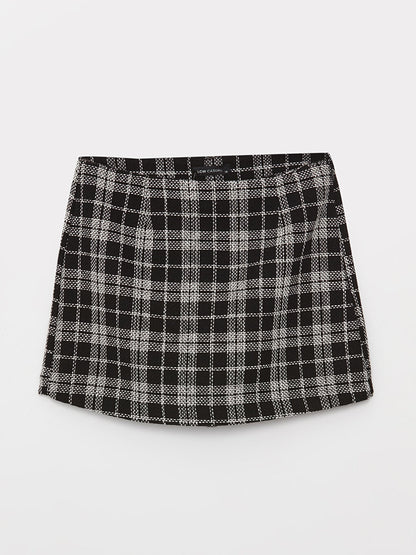 Plaid Women's Tweed Shorts Skirt with Zipper Waist