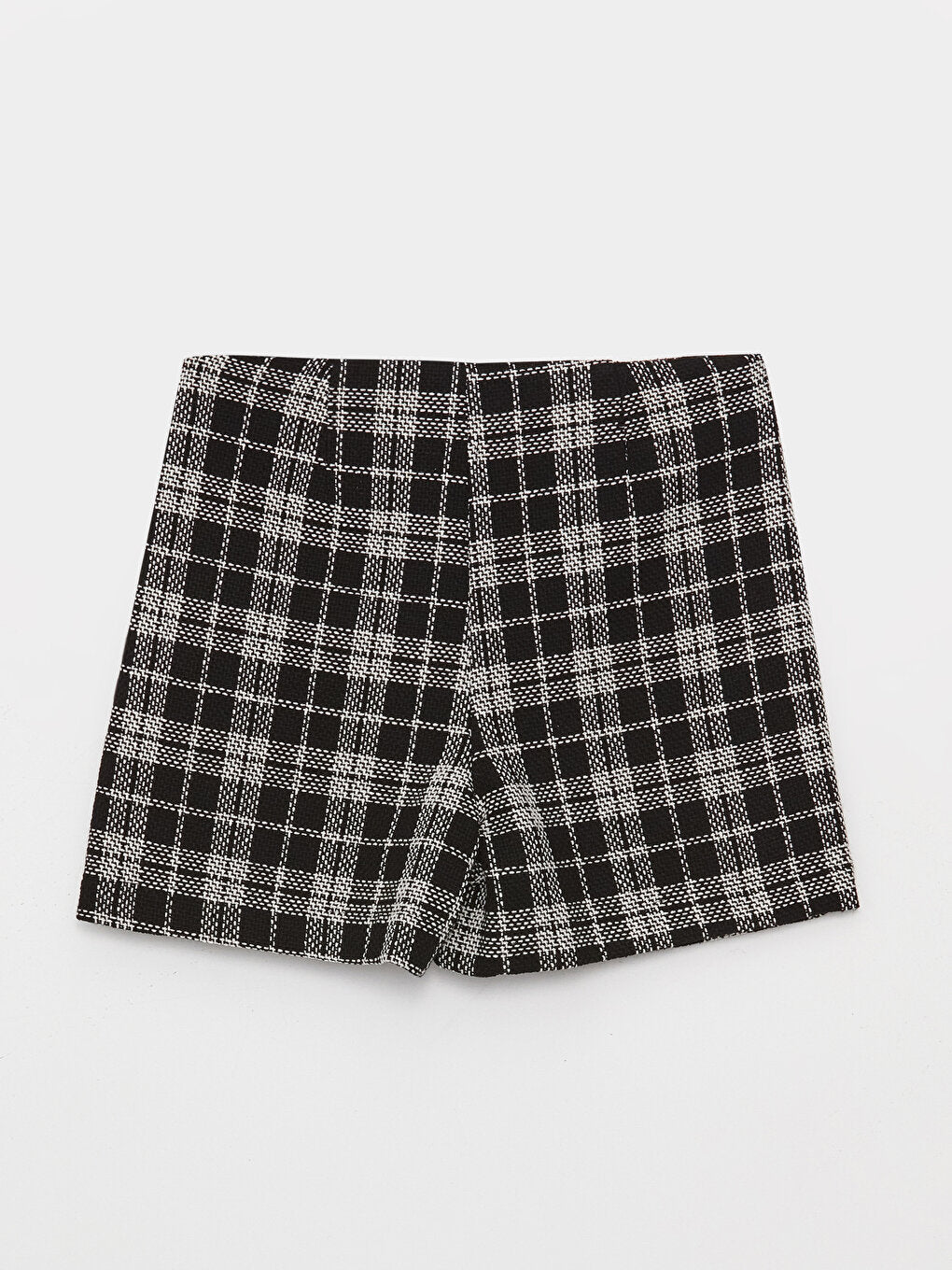 Plaid Women's Tweed Shorts Skirt with Zipper Waist