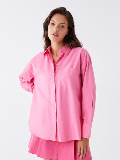 Plain Long Sleeve Oversize Women's Shirt