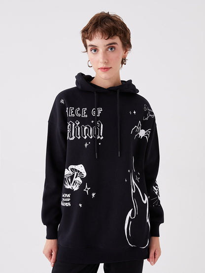 Printed Long Sleeve Oversize Women's Hoodie