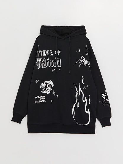 Printed Long Sleeve Oversize Women's Hoodie