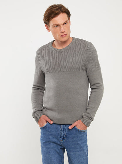 Crew Neck Long Sleeve Men's Knitwear Sweater