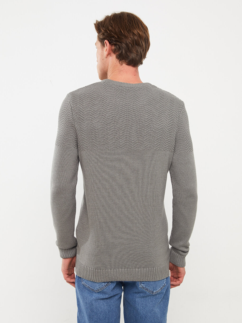 Crew Neck Long Sleeve Men's Knitwear Sweater