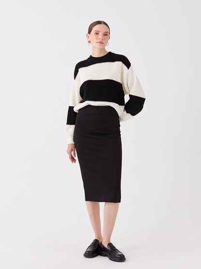 Women's Pencil Skirt with Elastic Waist