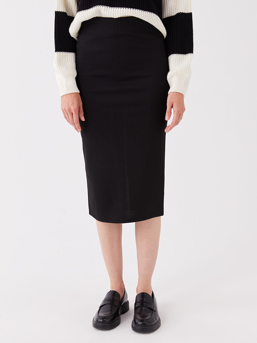 Women's Pencil Skirt with Elastic Waist