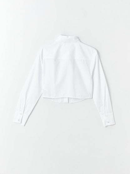 Plain Long Sleeve Crop Women's Shirt