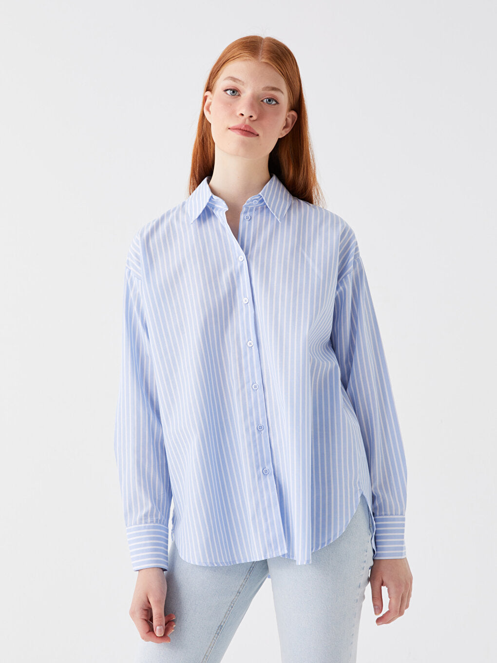 Striped Long Sleeve Oversize Women's Shirt