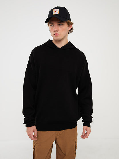 Hooded Long Sleeve Men's Knitwear Sweater