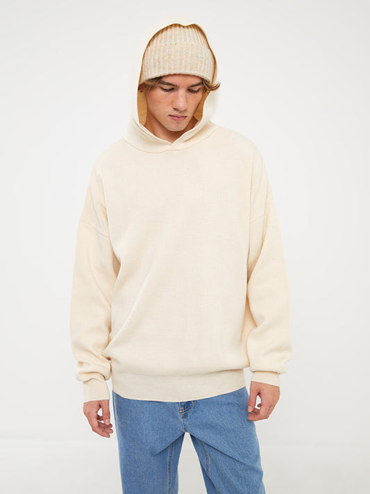 Hooded Long Sleeve Men's Knitwear Sweater