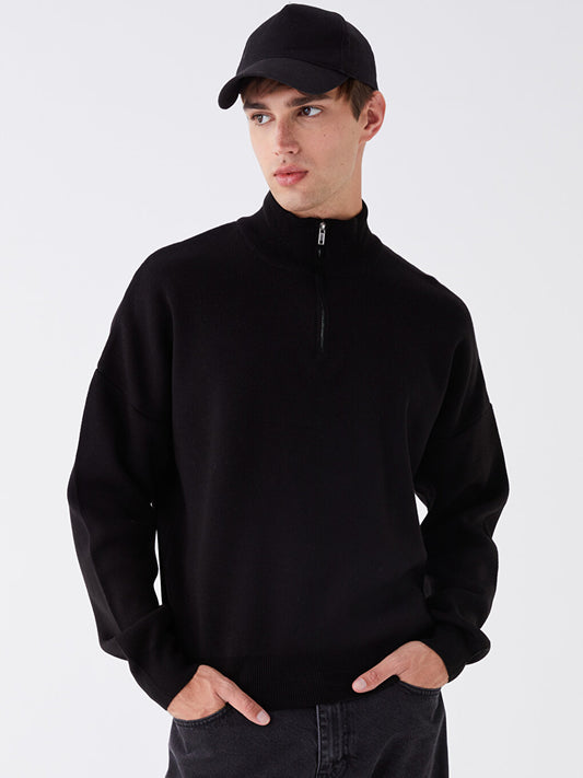 High Collar Long Sleeve Men's Knitwear Sweater