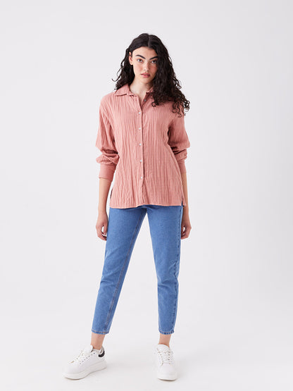 Plain Long Sleeve Oversize Muslin Women's Shirt