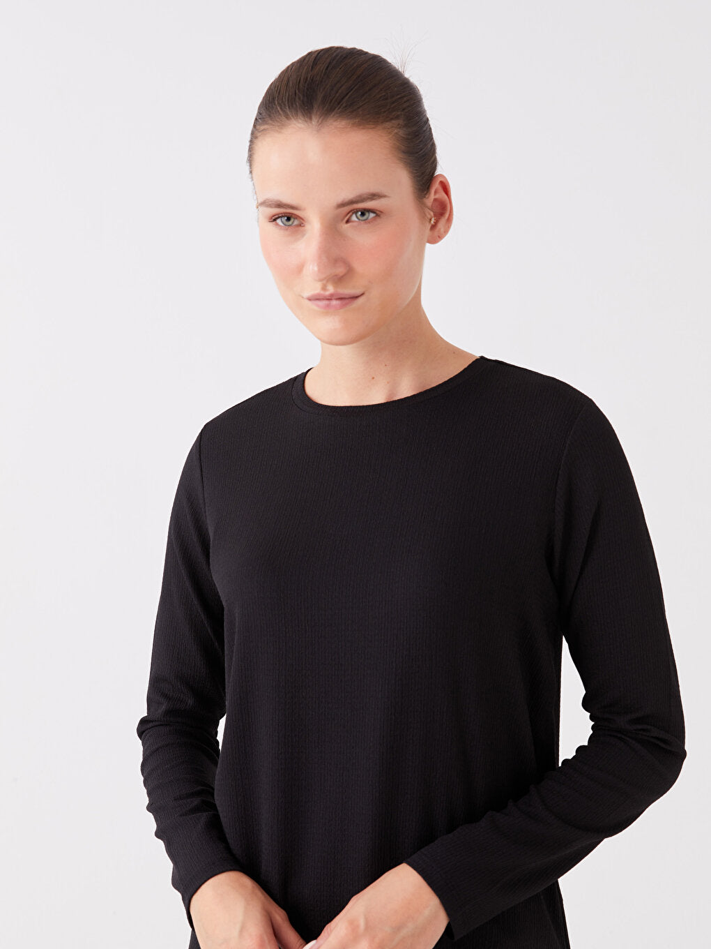 Crew Neck Plain Long Sleeve Women's Tunic