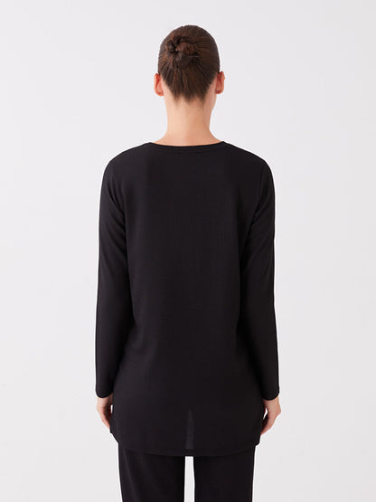 Crew Neck Plain Long Sleeve Women's Tunic