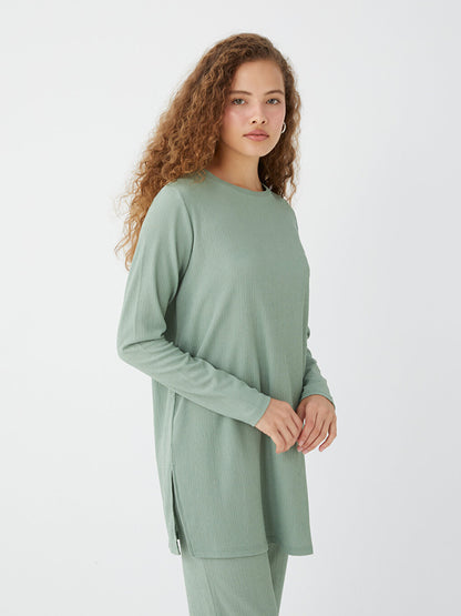 Crew Neck Plain Long Sleeve Women's Tunic