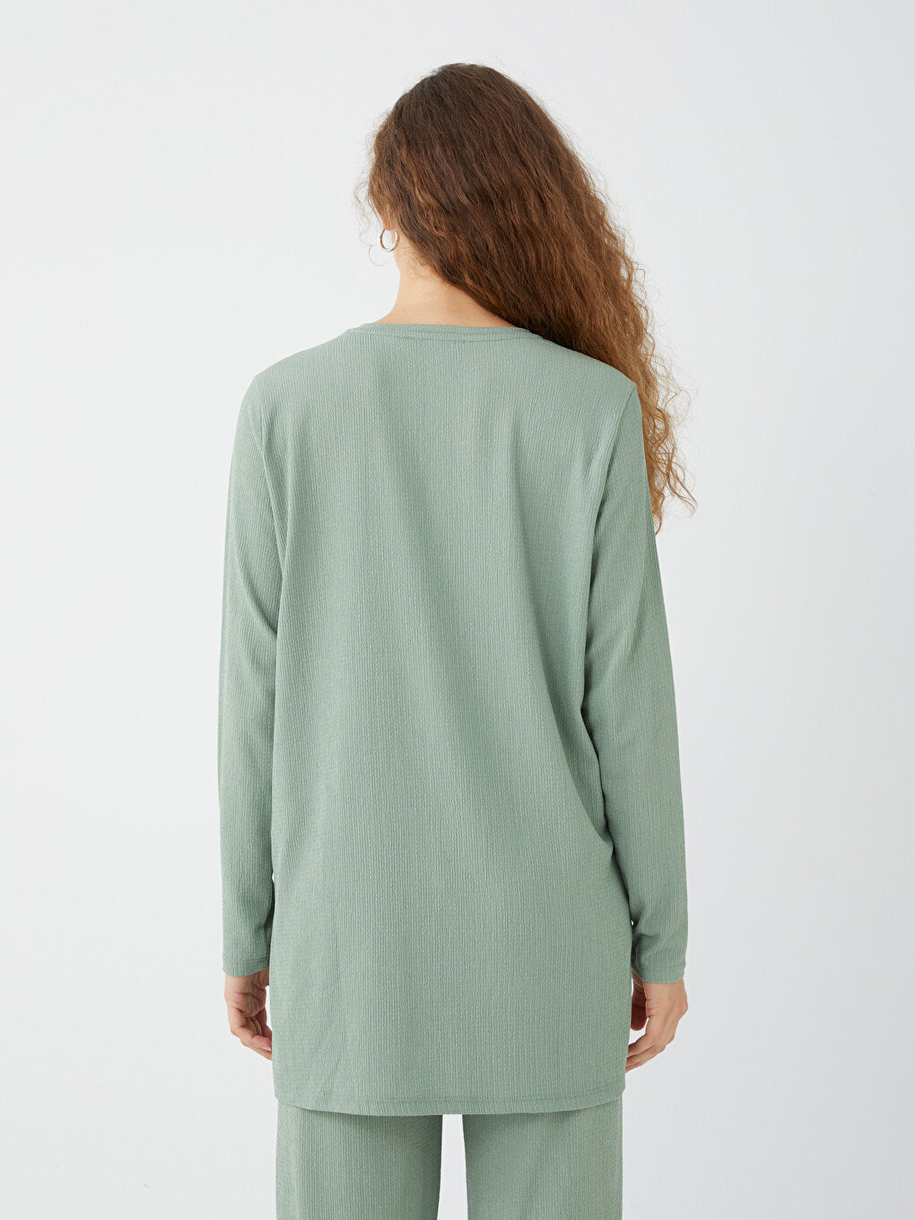 Crew Neck Plain Long Sleeve Women's Tunic