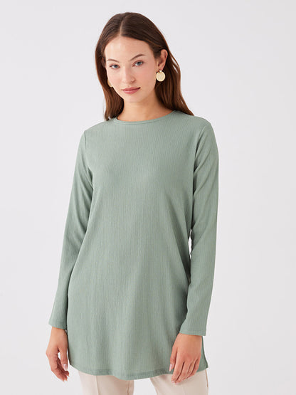 Crew Neck Plain Long Sleeve Women's Tunic