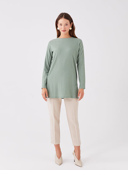 Crew Neck Plain Long Sleeve Women's Tunic