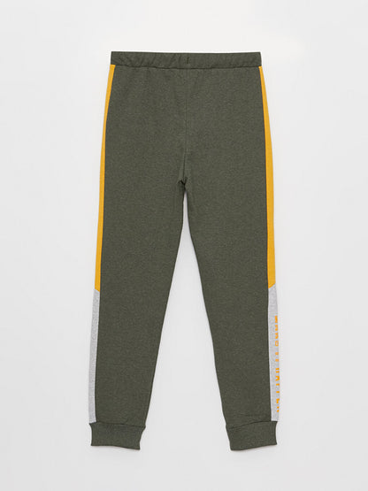 Color Blocked Boy's Jogger Sweatpants with Elastic Waist