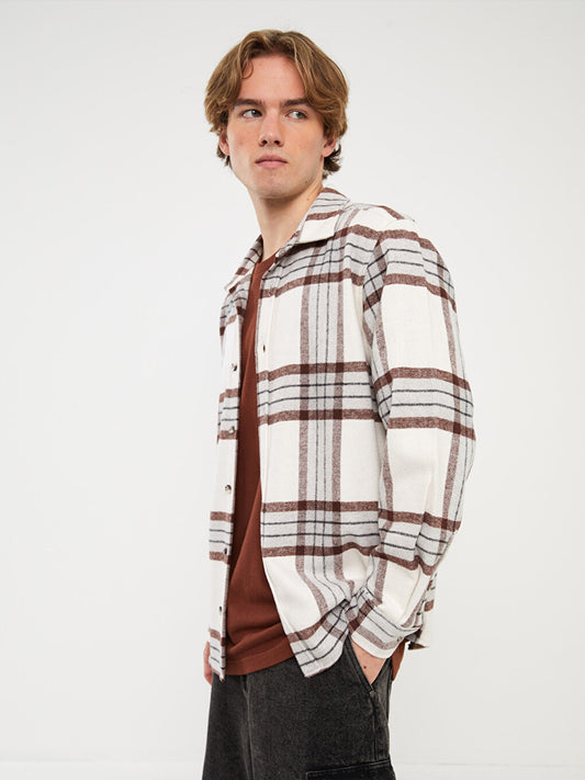 Regular Fit Long Sleeve Plaid Men's Lumberjack Shirt Jacket