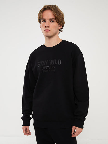 Crew Neck Long Sleeve Printed Men's Sweatshirt