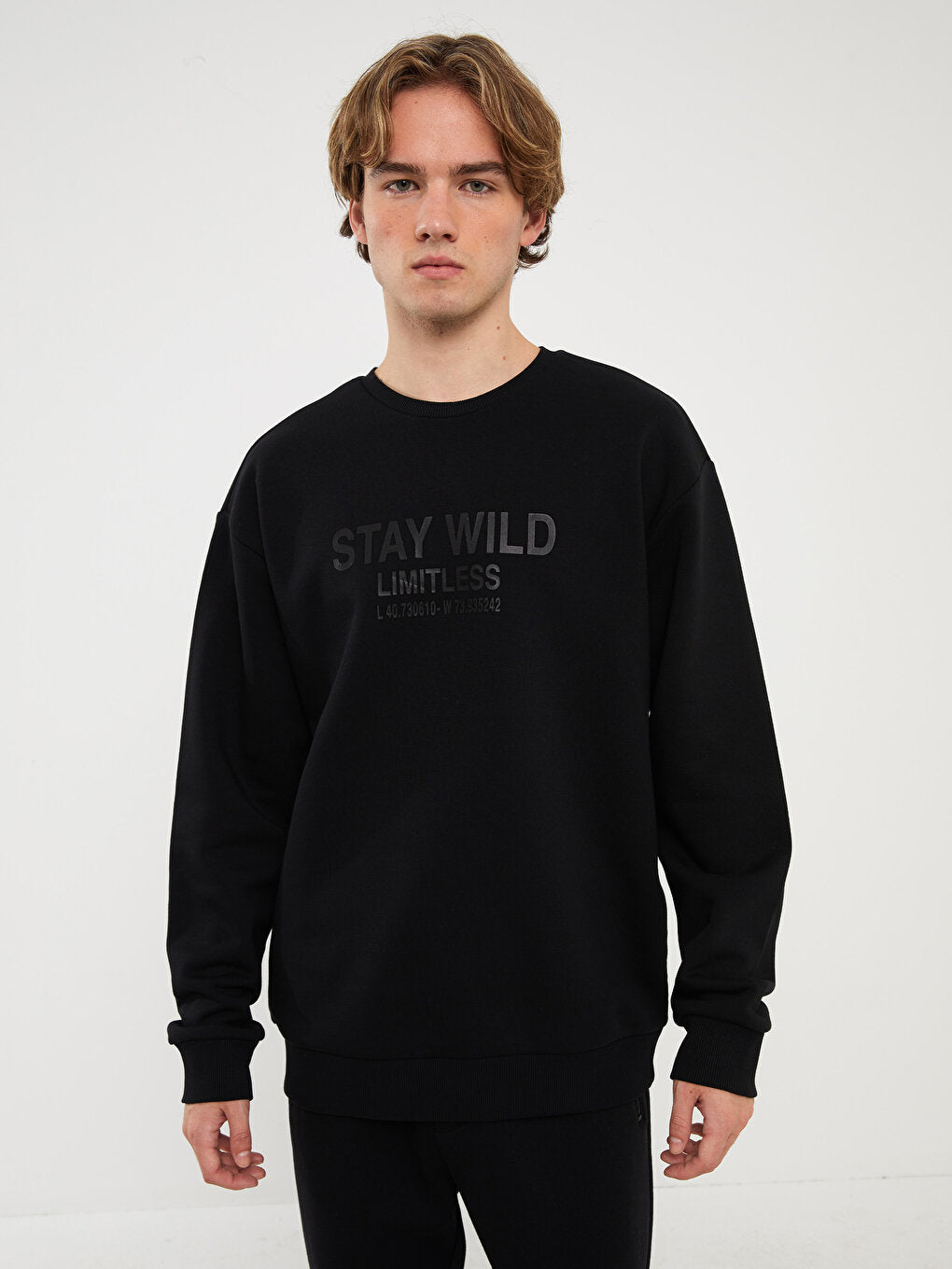 Crew Neck Long Sleeve Printed Men's Sweatshirt