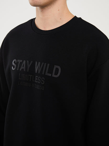 Crew Neck Long Sleeve Printed Men's Sweatshirt