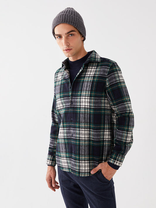 Regular Fit Long Sleeve Plaid Men's Lumberjack Shirt Jacket