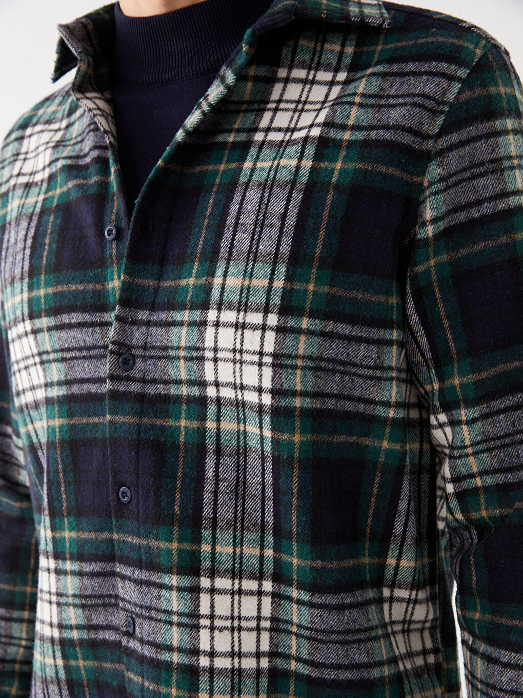 Regular Fit Long Sleeve Plaid Men's Lumberjack Shirt Jacket