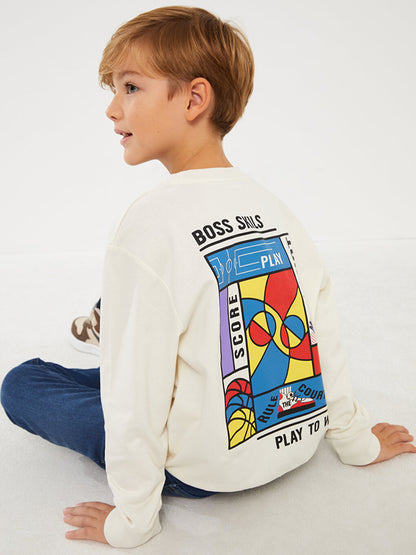 Crew Neck Printed Long Sleeve Boys Sweatshirt