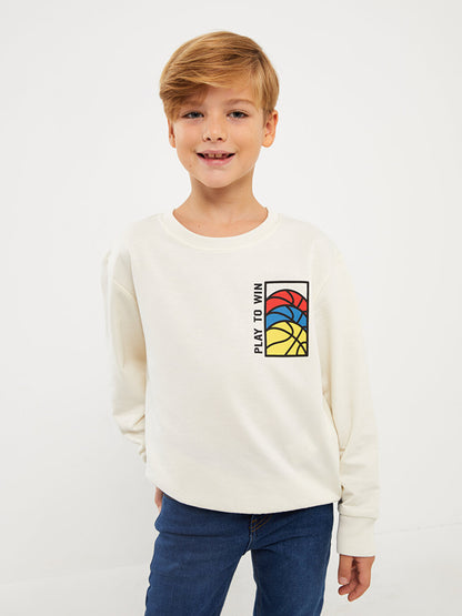 Crew Neck Printed Long Sleeve Boys Sweatshirt