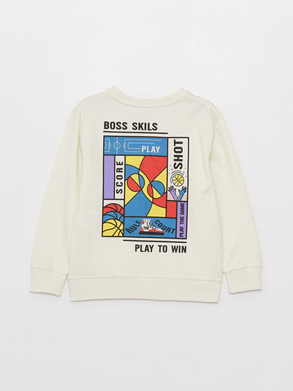 Crew Neck Printed Long Sleeve Boys Sweatshirt