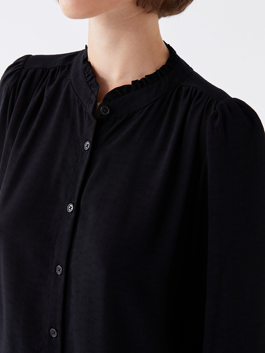 Magnificent Collar Plain Long Sleeve Poplin Women's Shirt