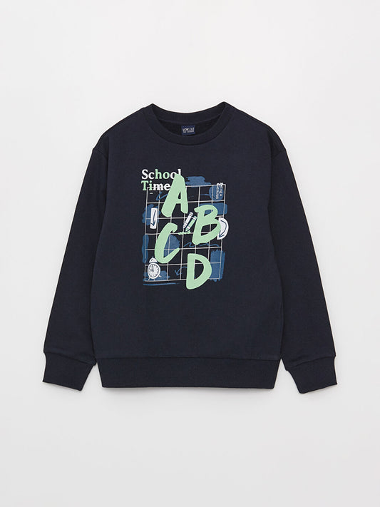 Crew Neck Printed Long Sleeve Boy's Sweatshirt