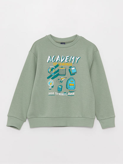 Crew Neck Printed Long Sleeve Boy's Sweatshirt