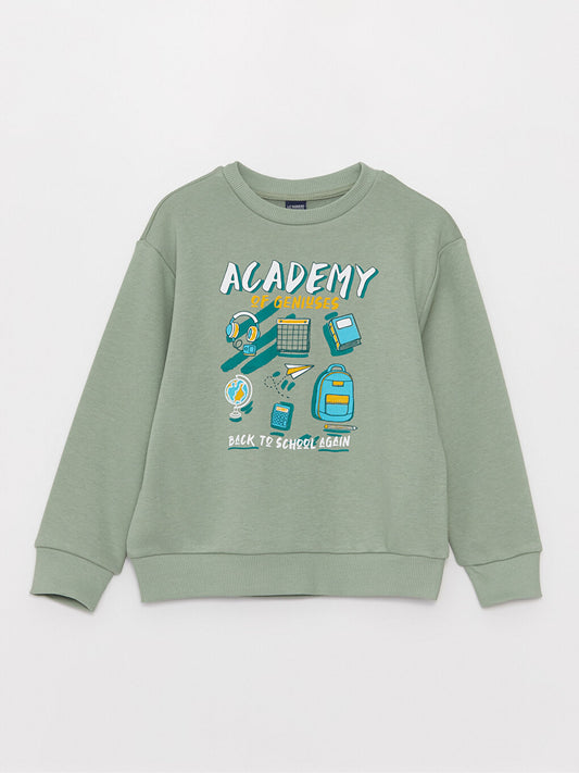 Crew Neck Printed Long Sleeve Boy's Sweatshirt