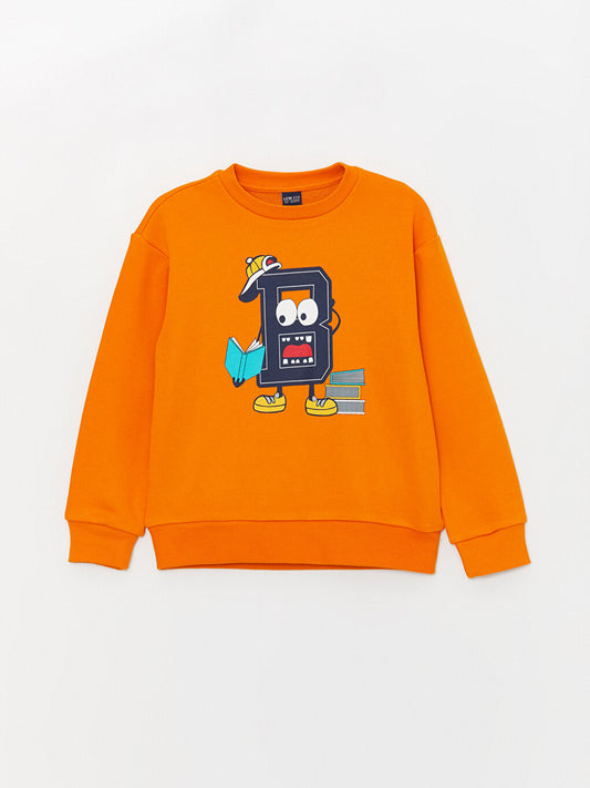 Crew Neck Printed Long Sleeve Boy's Sweatshirt