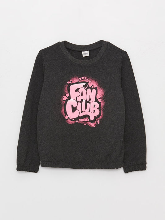 Crew Neck Printed Long Sleeve Girl's Sweatshirt