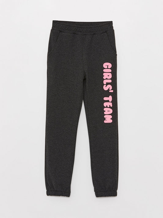 Printed Girls' Jogger Sweatpants with Elastic Waist