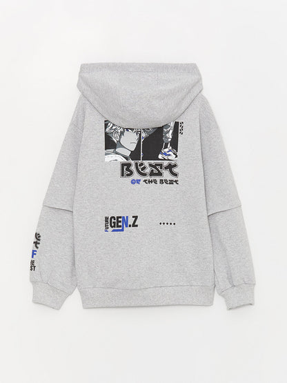 Printed Long Sleeve Boys Hoodie